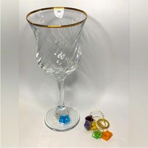 Gold set of retro vintage style wineglass charms